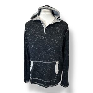 Modern Culture Men Pullover Lightweight Henley Hoodie Street Skater Black/Gray M